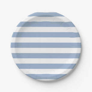 Paper Plates, Blue & White Stripe Birthday Plate