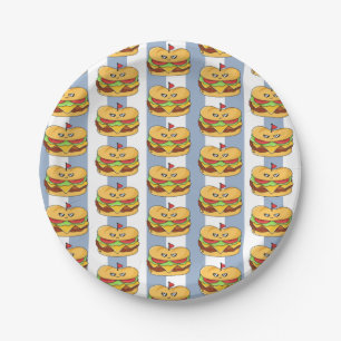 Paper Plates, Blue & White Stripe Chicken Sandwich Paper Plate