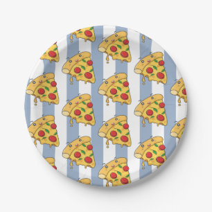 Paper Plates, Blue & White Stripe Pizza Cheese Paper Plate