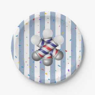 Paper Plates, Blue & White Stripe Plate