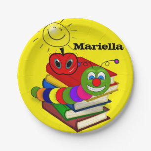 Paper Plates, Bookworm Books Apple Sun Reading Plate