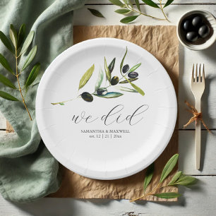 Paper Plates Botanical Olive Branch Greenery