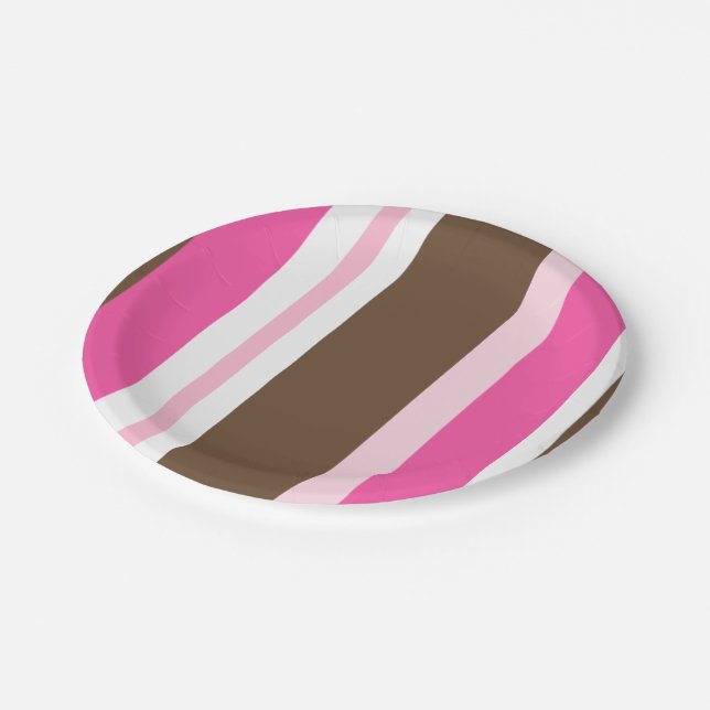 Paper Plates Brown & Pink Stripe (Angled)