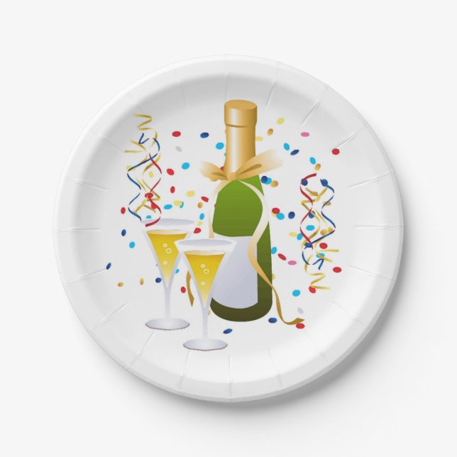 Paper Plates/Champagne and Glasses Plate (Front)
