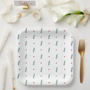 Paper Plates - Christmas Winter Floral Pattern