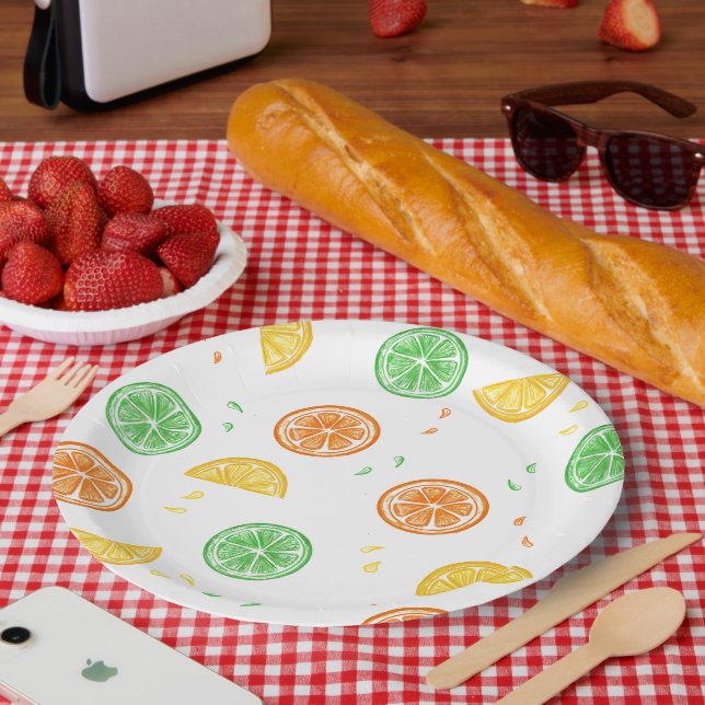 Paper plates citrus motifs (Picnic)