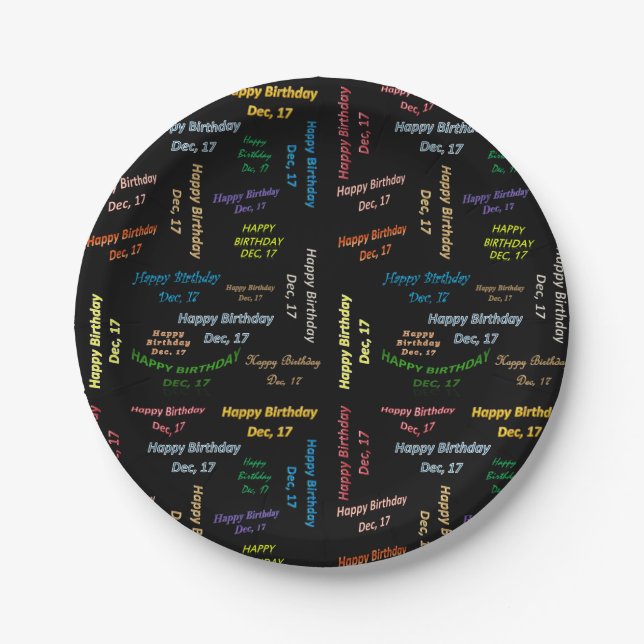 Paper Plates December, 17 Birthday (Front)