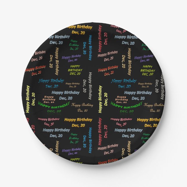 Paper Plates December, 20 Birthday (Front)