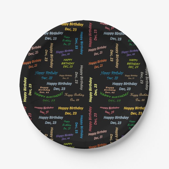 Paper Plates December, 23 Birthday (Front)