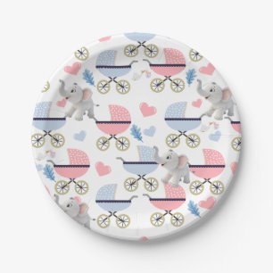 Paper Plates, Elephant Baby Strollers Stork Plate