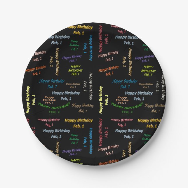Paper Plates February, 1 Birthday (Front)