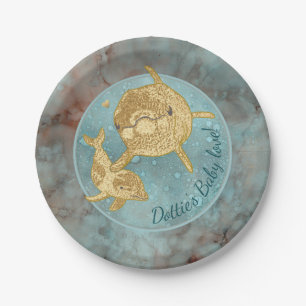 Paper Plates "Gold Dolphin Baby & Mummy"