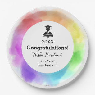 Paper Plates Graduation Watercolor Look HAMbyWG