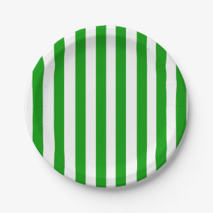 Paper Plates, Green & White Stripe  Plate