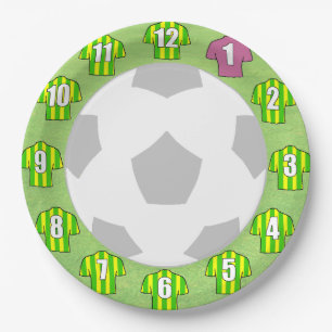 Paper Plates - Green & Yellow Striped Sport Shirts