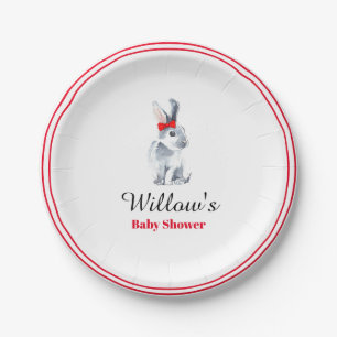 Paper Plates - Grey Rabbit Red Bow
