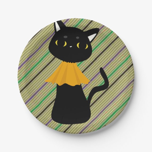 Paper plates Halloween,, Black Cat (Front)