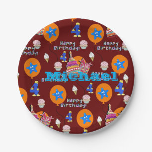 Paper Plates, Happy 4th Birthday #4 Balloons Paper Plate
