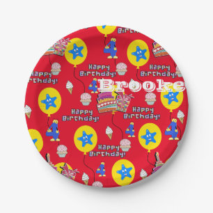 Paper Plates, Happy 4th Birthday #4 Balloons Paper Plate