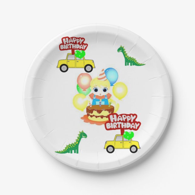 Paper Plates, Happy Birthday Alligator Paper Plate (Front)