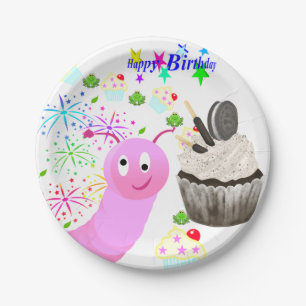 Paper Plates, Happy Birthday Chocolate Cupcake  Plate