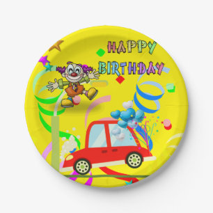 Paper Plates, Happy Birthday Clown Car Confetti Paper Plate