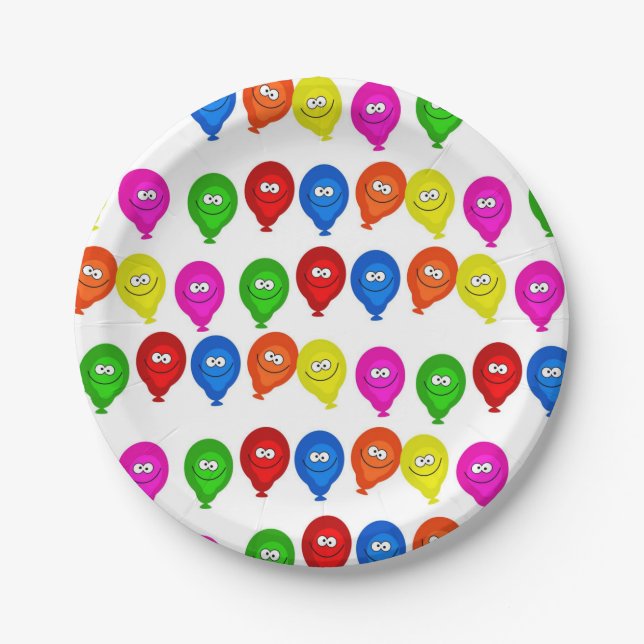 Paper Plates, Happy Birthday Colourful Balloons Paper Plate (Front)