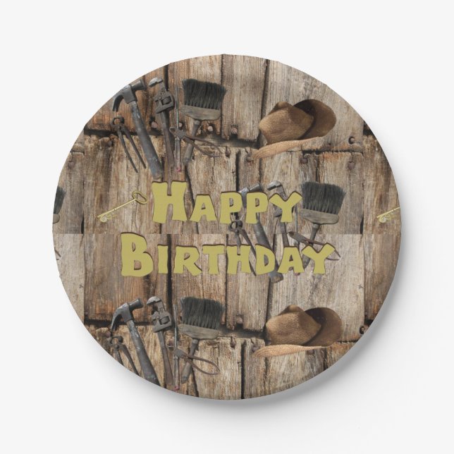 Paper Plates, Happy Birthday Country Tools Paper Plate (Front)