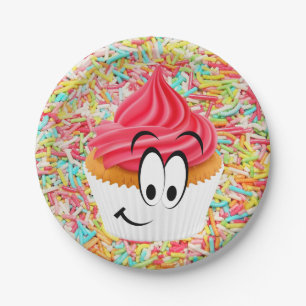 Paper Plates, Happy Birthday Cupcake Sprinkles Plate
