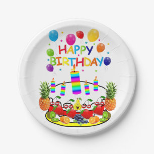 Paper Plates, Happy Birthday Fruit Cake Plate