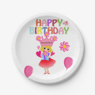 Paper Plates, Happy Birthday Pink Princess Paper Plate