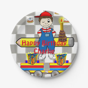 Paper Plates, Happy Birthday Trains Boy Paper Plate