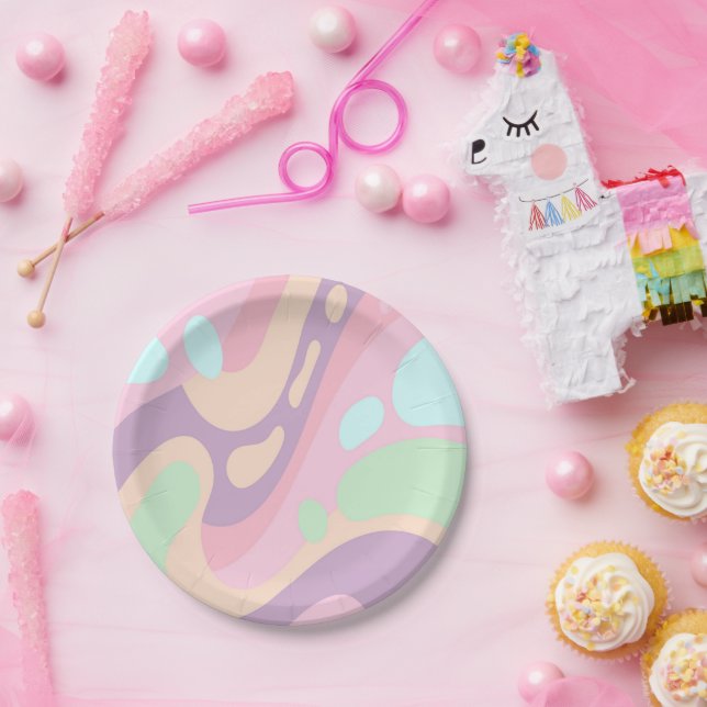 Paper Plates Happy Colourful Pastel  (Party)