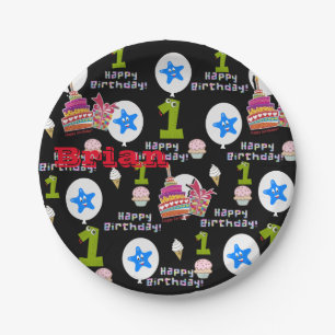 Paper Plates, Happy First Birthday #1 Balloons Paper Plate