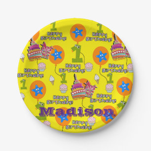 Paper Plates, Happy First Birthday #1 Balloons Plate