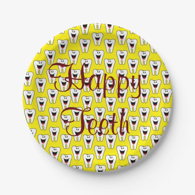 Paper Plates, Happy Teeth Yellow Plate (Front)
