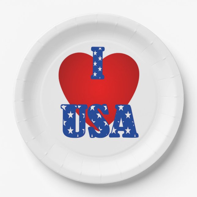 Paper Plates/I Heart USA Plate (Front)