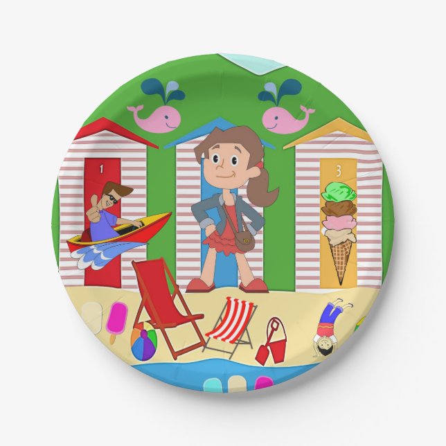 Paper Plates, Ice Cream Beach Fun Plate (Front)