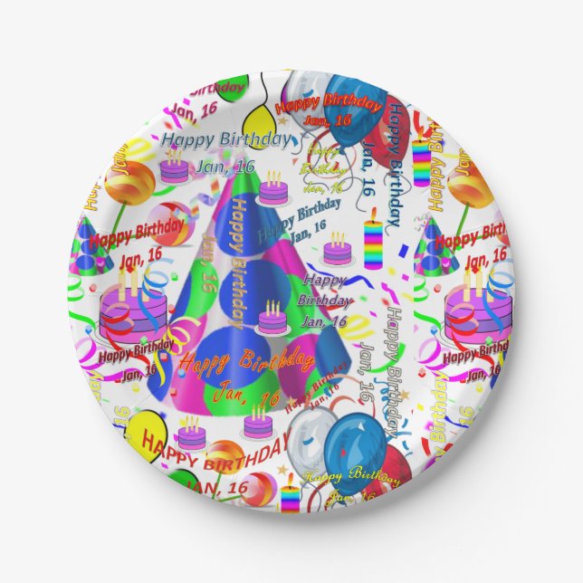 Paper Plates January, 16 Birthday (Front)