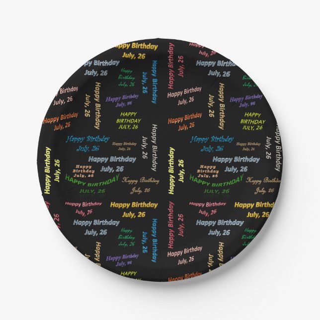 Paper Plates July, 26 Birthday (Front)