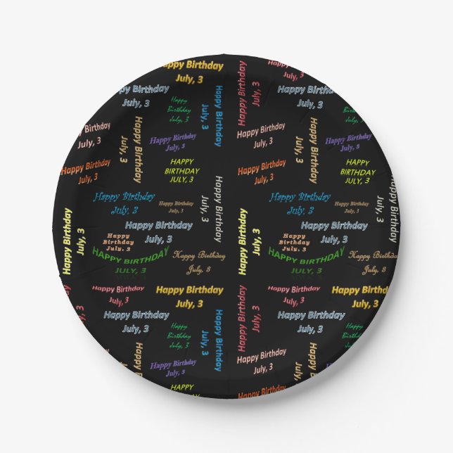 Paper Plates July, 3 Birthday (Front)