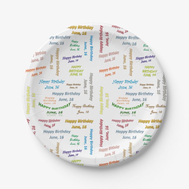 Paper Plates June, 16 Birthday (Front)