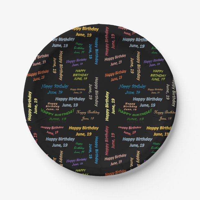 Paper Plates June, 19 Birthday (Front)