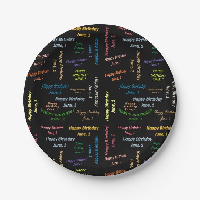 Paper Plates June, 1 Birthday (Front)