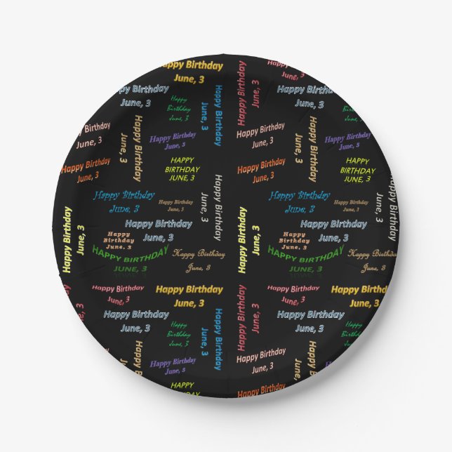 Paper Plates June, 3 Birthday (Front)