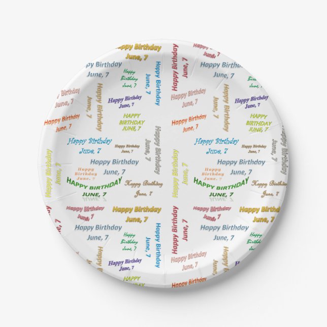 Paper Plates June, 7 Birthday (Front)
