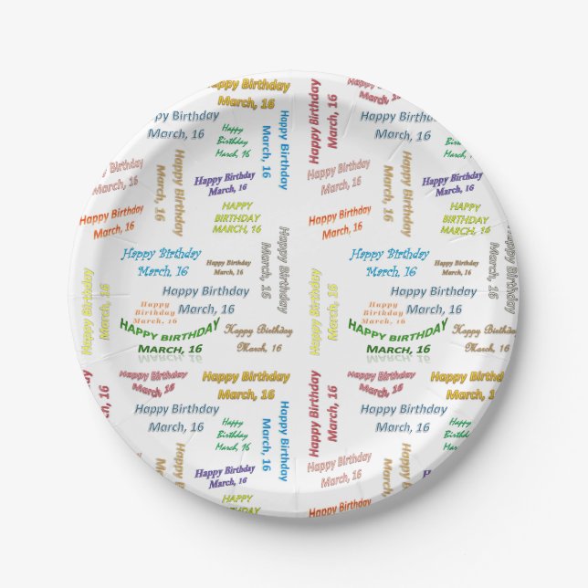 Paper Plates March, 16 Birthday (Front)
