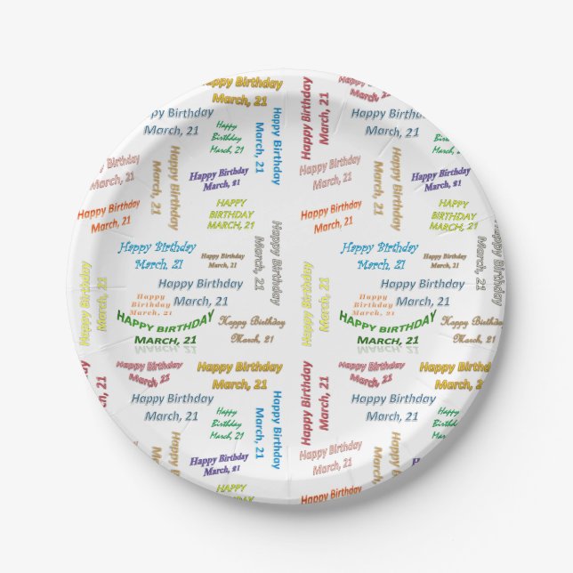Paper Plates March, 21 Birthday (Front)