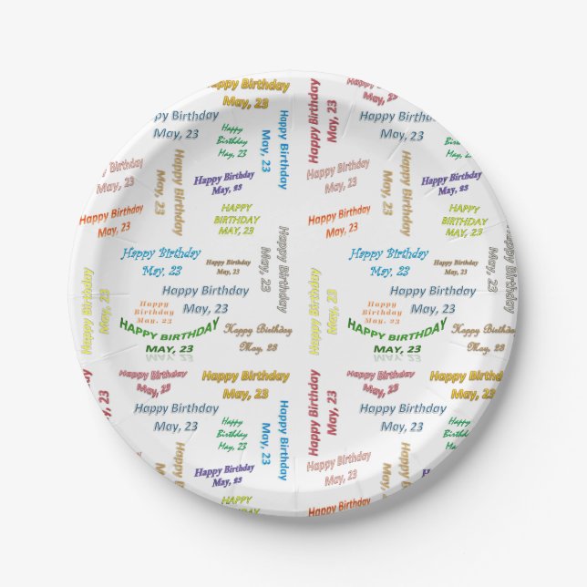 Paper Plates May, 23 Birthday (Front)