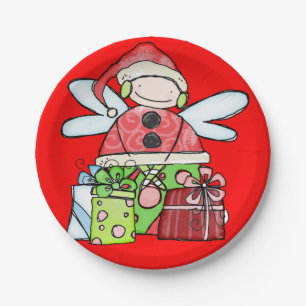 Paper Plates, Merry Christmas Angel Santa Paper Plate
